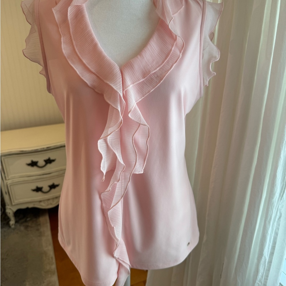 Tommy Hillfiger Pink Ruffled Sleeveless Top